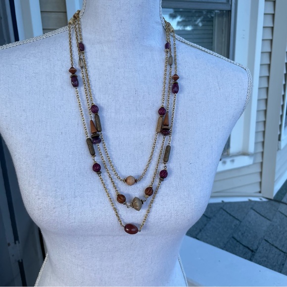 Jewelry - Gold Tripled Layered Beaded Necklace
